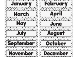 Black Dots on White Months of the Year Bulletin Board Set