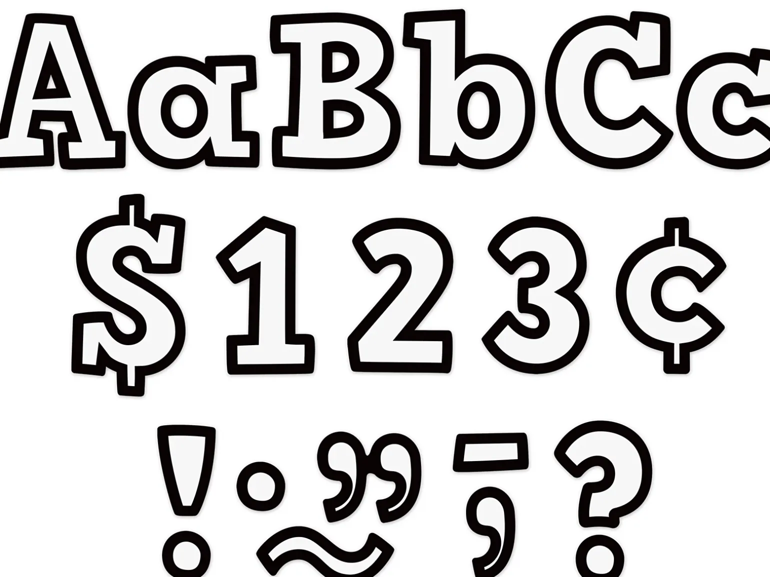 Black & White Bold 4" Punch-Out Letters