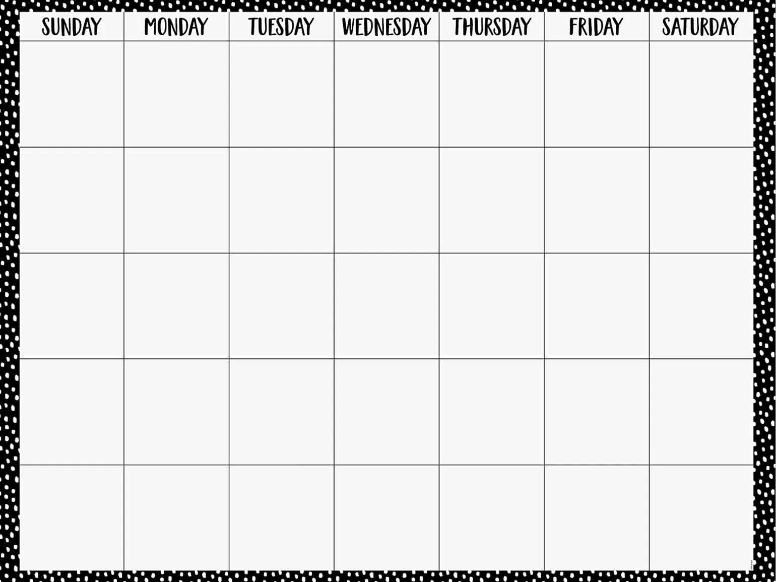 Black & White Messy Dot Classroom Calendar Poster