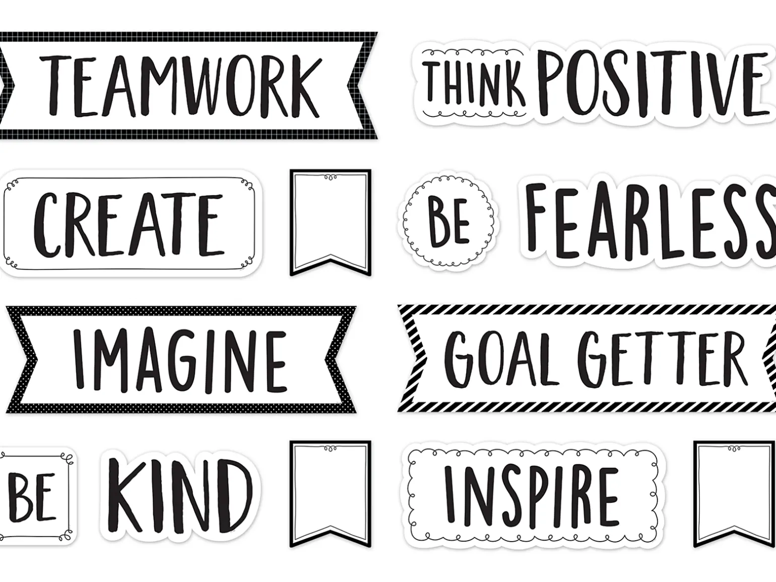Black & White Motivational Bulletin Board Set