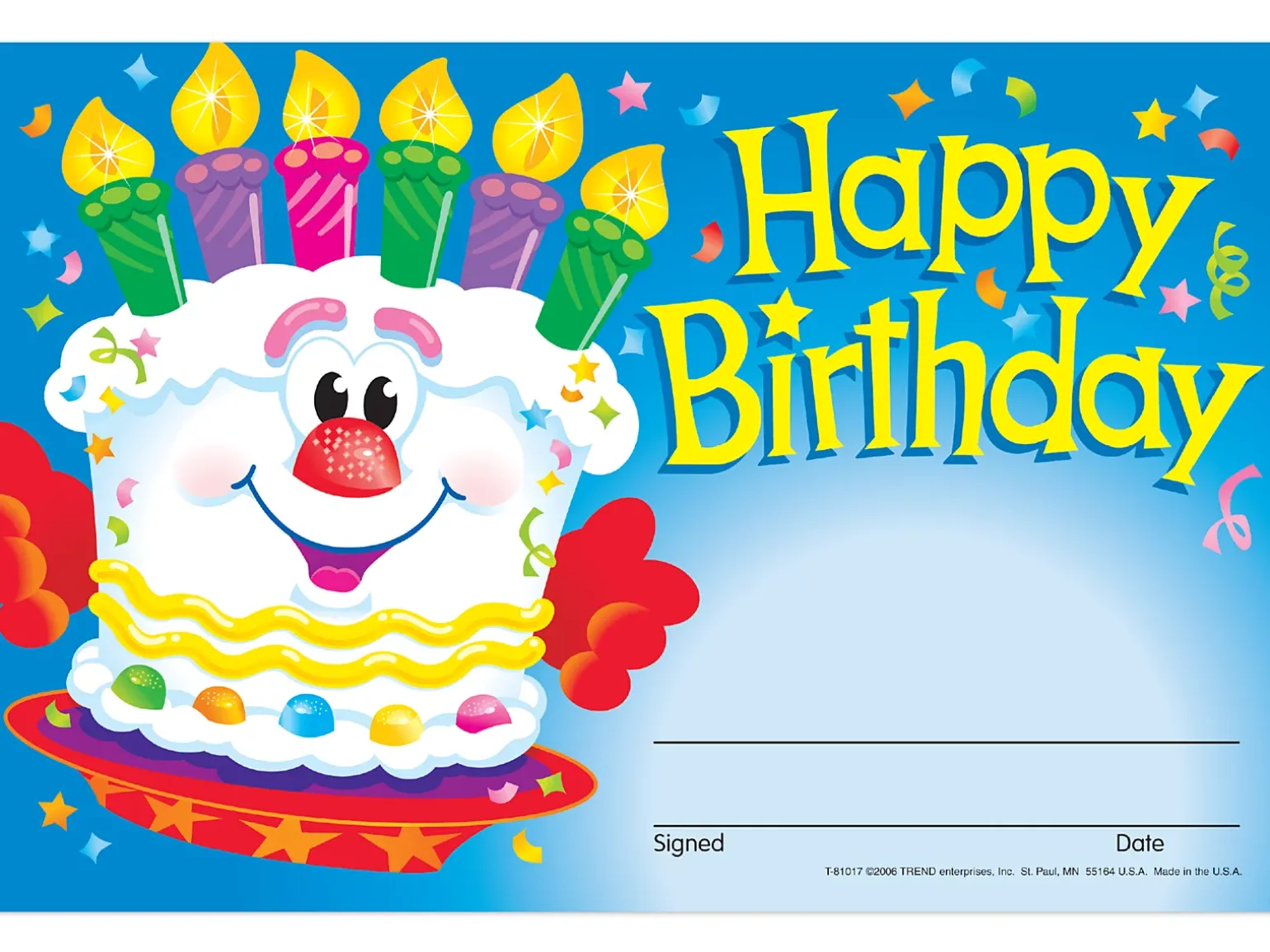 Cheerful Cake Birthday Certificates