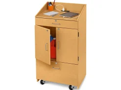 Classic Birch Mobile Locking Teacher Cabinet with Power