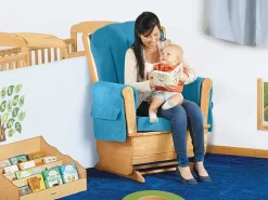 Classroom-Safe Glider Rocker - Blue Microfiber
