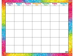 Colorful Brushstroke Write & Wipe Classroom Calendar