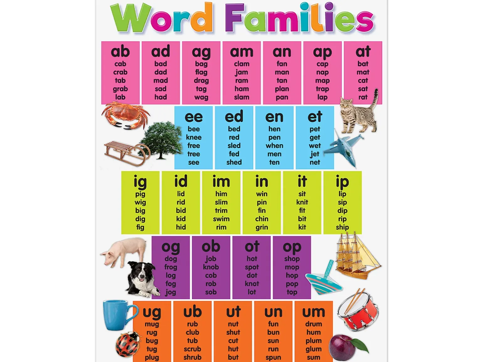 Colorful Word Families Poster