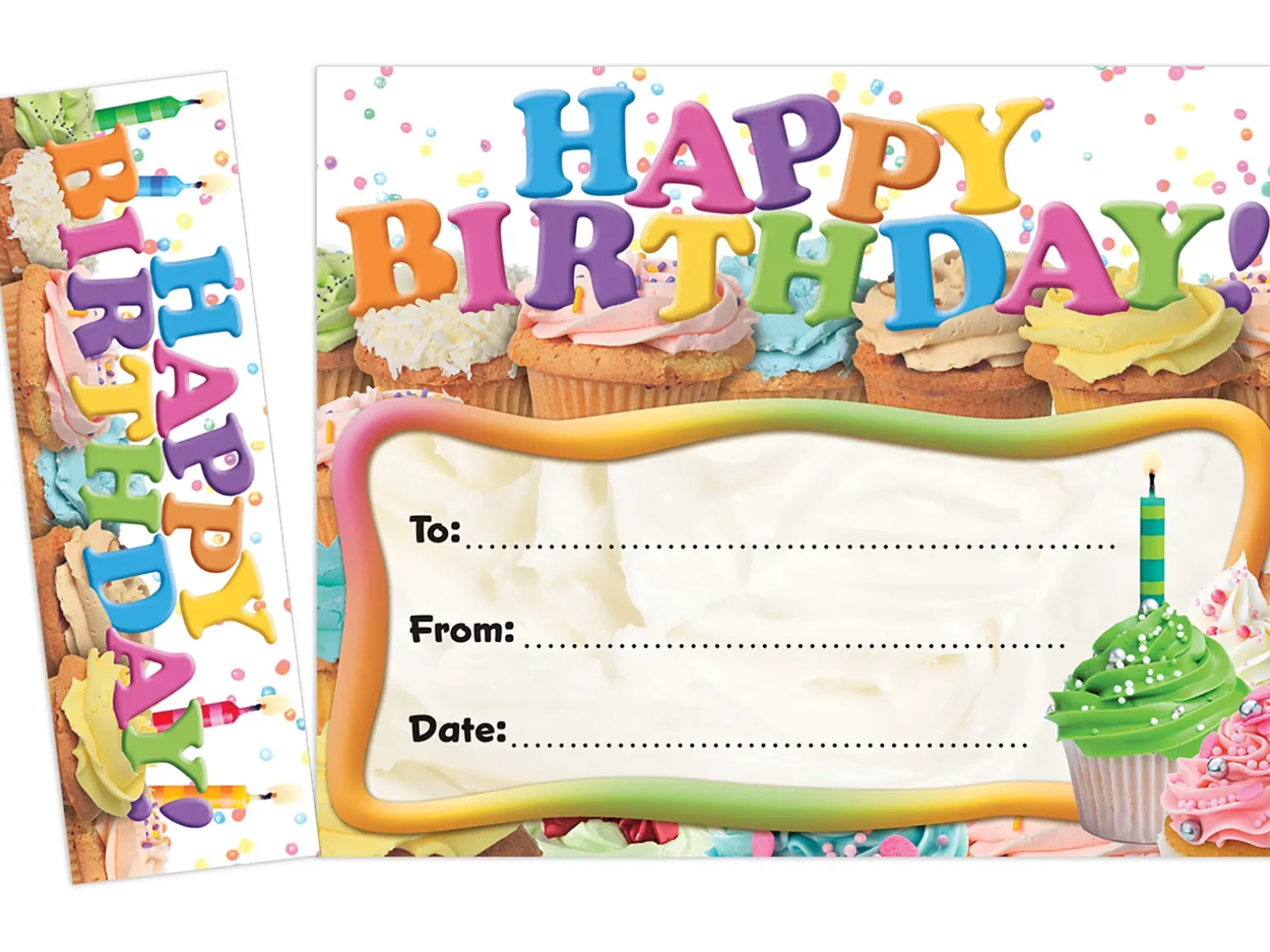 Cupcake Bookmark Birthday Certificates
