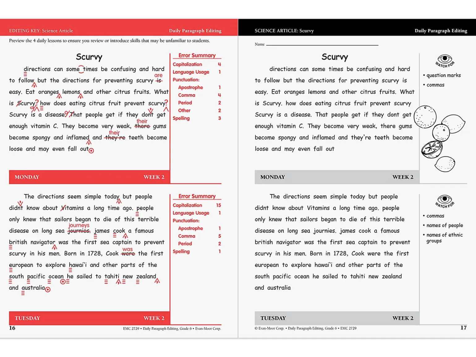 Daily Paragraph Editing Workbook - Gr. 6
