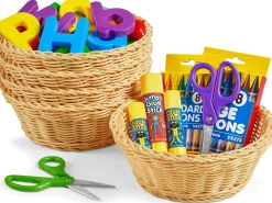 Dishwasher-Safe Round Natural Baskets - Set of 5