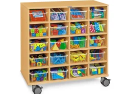Flex-Space Mobile Clear-View 20-Bin Storage Center - Maple