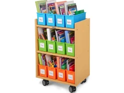 Flex-Space Mobile Storage Bin Center for 12 Students - Maple