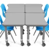 Flex-Space Mobile Student Desk with Book Box - Gray