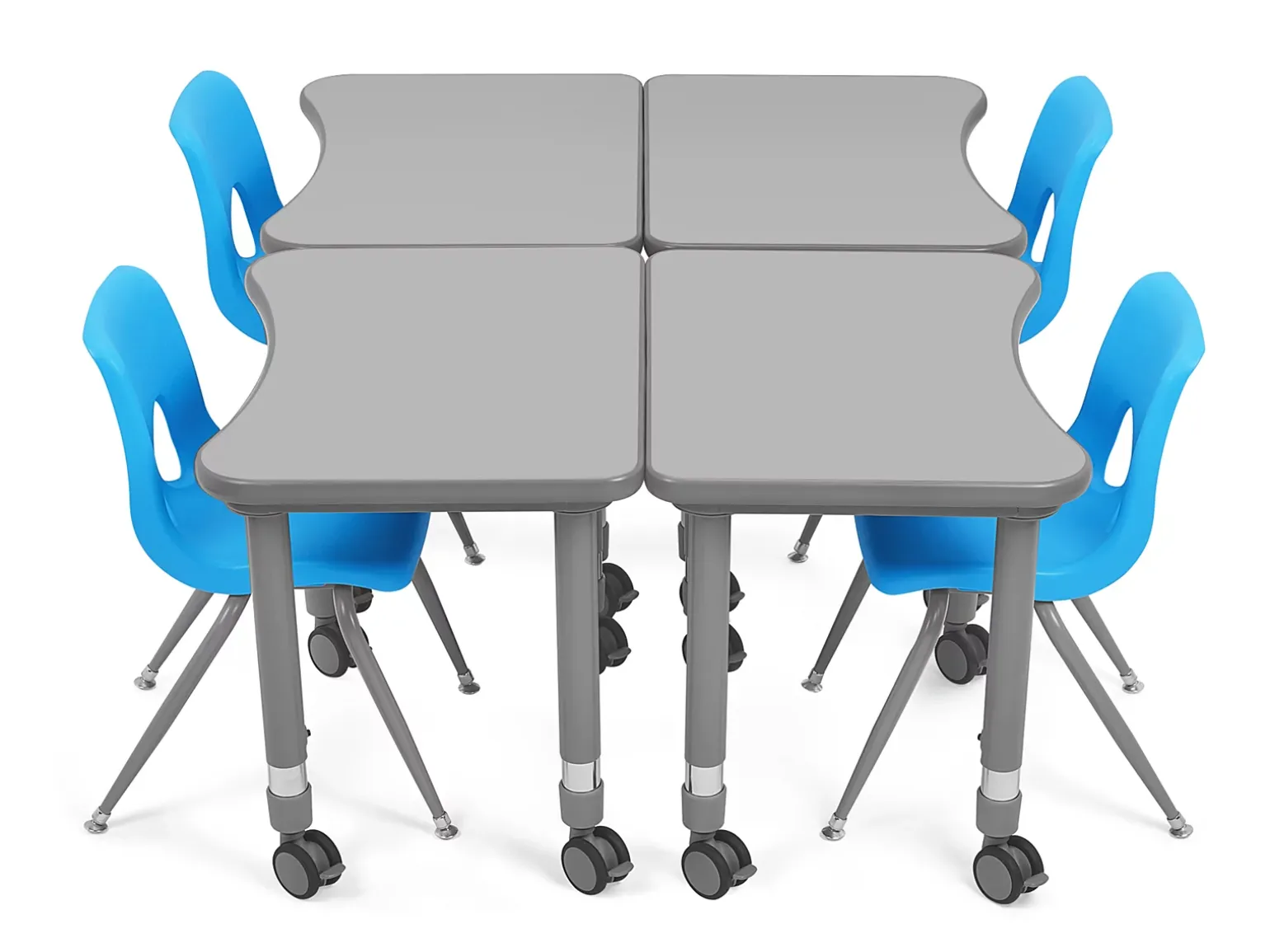 Flex-Space Mobile Student Desk with Book Box - Gray
