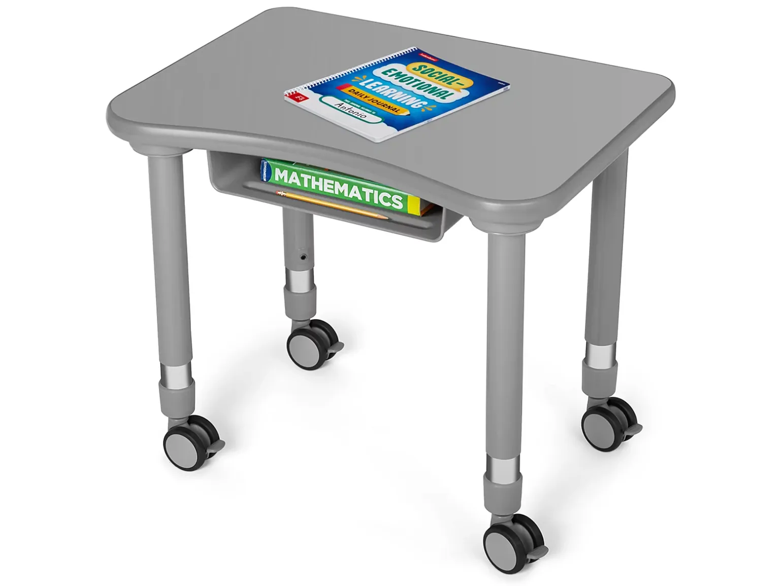 Flex-Space Mobile Student Desk with Book Box - Gray