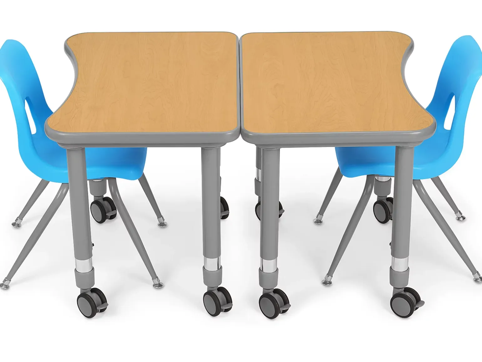 Flex-Space Mobile Student Desk with Book Box - Maple