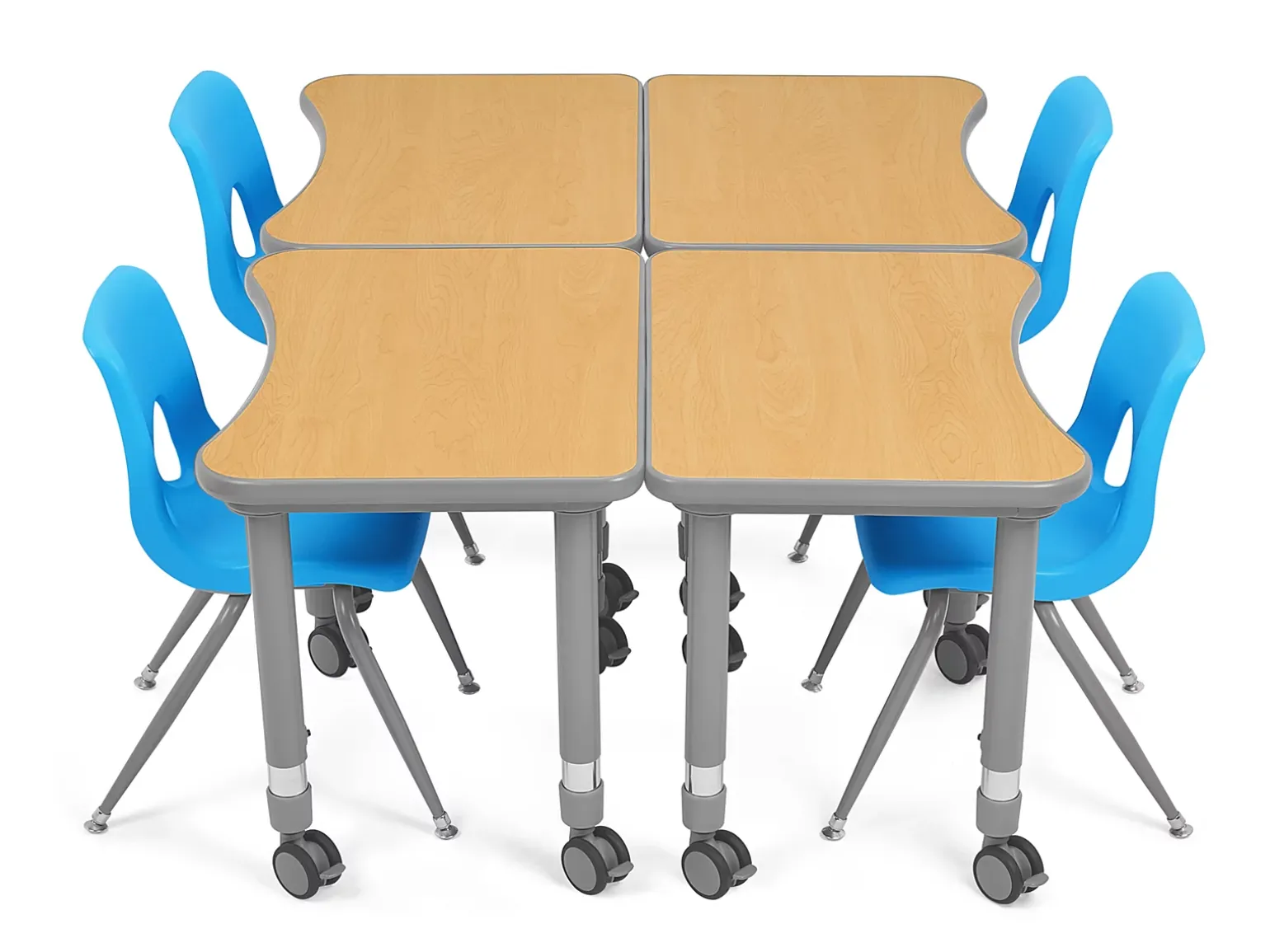 Flex-Space Mobile Student Desk with Book Box - Maple