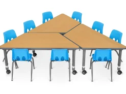 Flex-Space Mobile Trapezoid Table - Maple