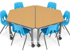 Flex-Space Mobile Trapezoid Table - Maple