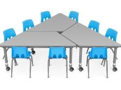 Flex-Space Mobile Trapezoid Table - Gray