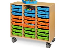 Flex-Space Mobile 27-Tray Storage Center - Maple