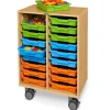 Flex-Space Mobile 18-Tray Storage Center - Maple