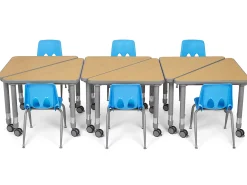 Flex-Space Mobile Triangular Student Desk - Maple