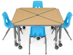 Flex-Space Mobile Triangular Student Desk - Maple