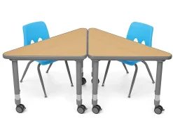 Flex-Space Mobile Triangular Student Desk - Maple