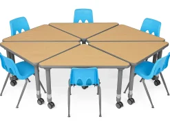 Flex-Space Mobile Triangular Student Desk - Maple