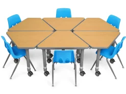 Flex-Space Mobile Wedge Student Desk - Maple