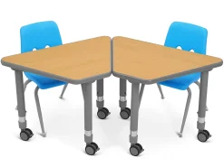 Flex-Space Mobile Wedge Student Desk - Maple