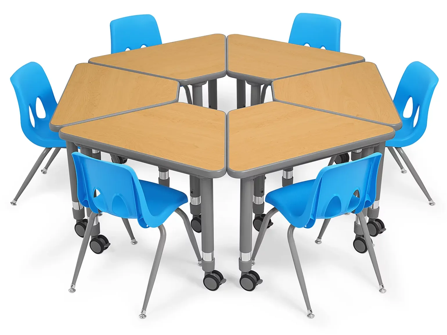 Flex-Space Mobile Wedge Student Desk - Maple