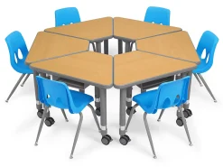 Flex-Space Mobile Wedge Student Desk with Book Box - Maple