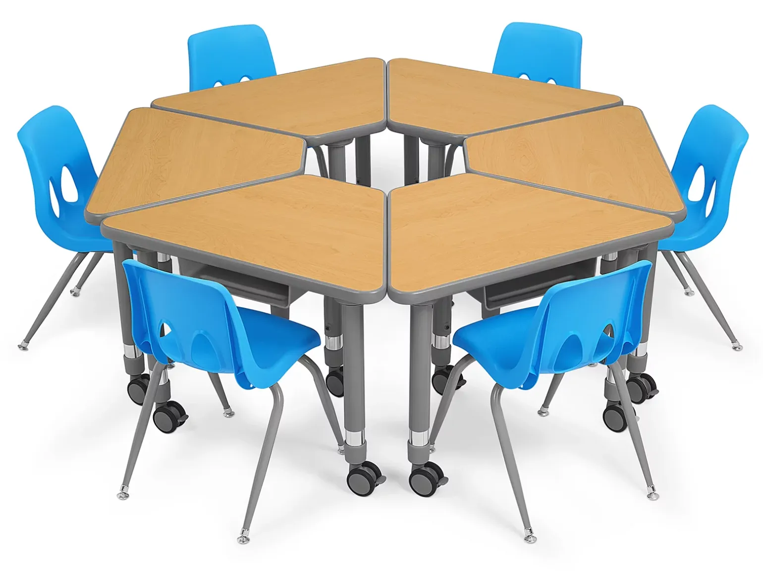 Flex-Space Mobile Wedge Student Desk with Book Box - Maple