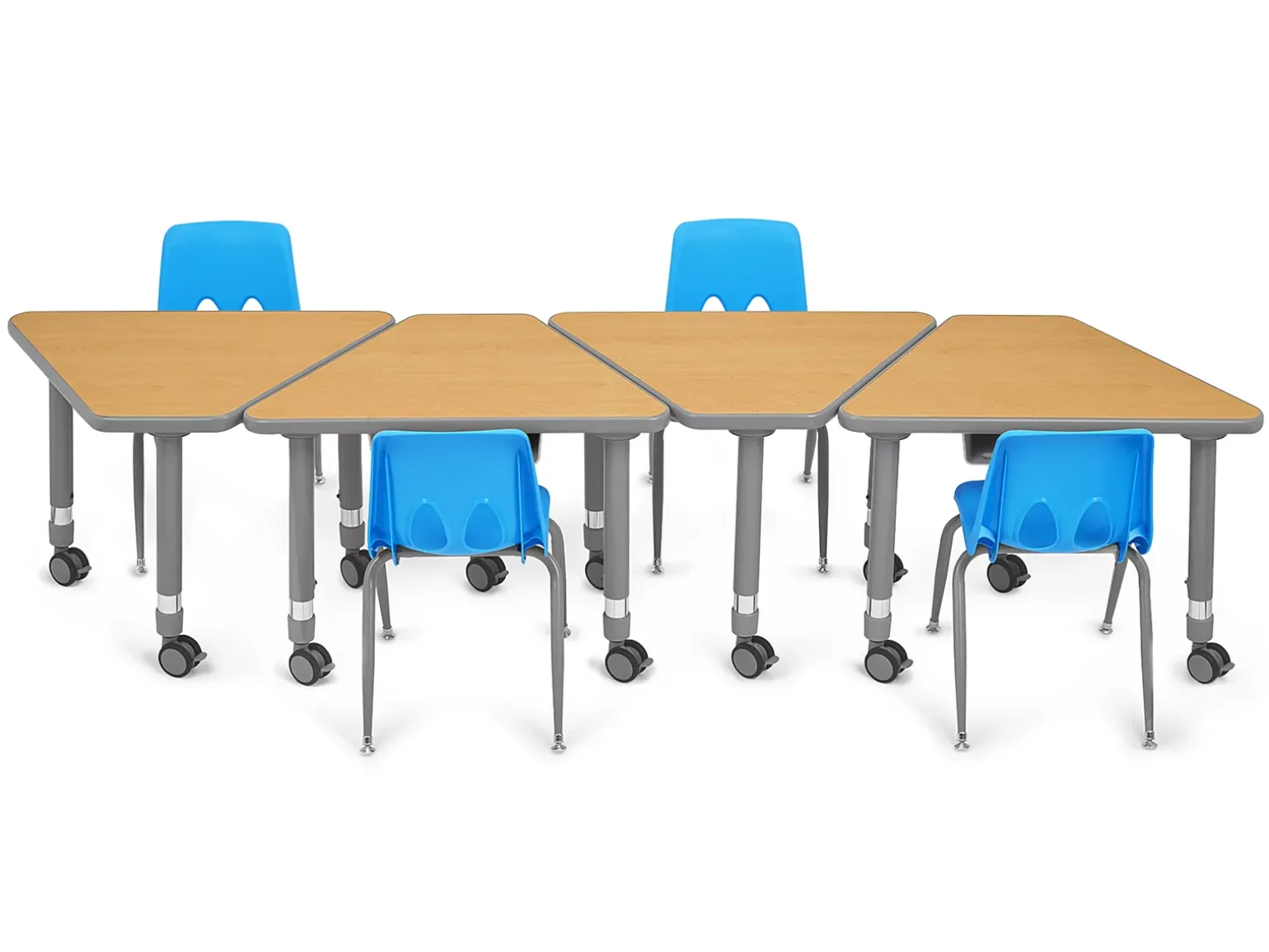 Flex-Space Mobile Wedge Student Desk with Book Box - Maple