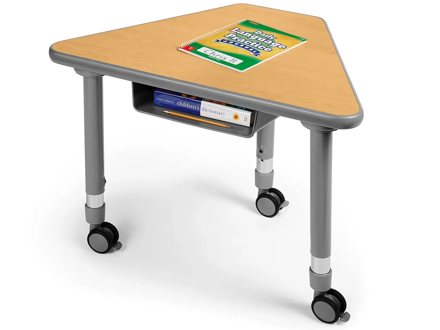 Flex-Space Mobile Wedge Student Desk with Book Box - Maple