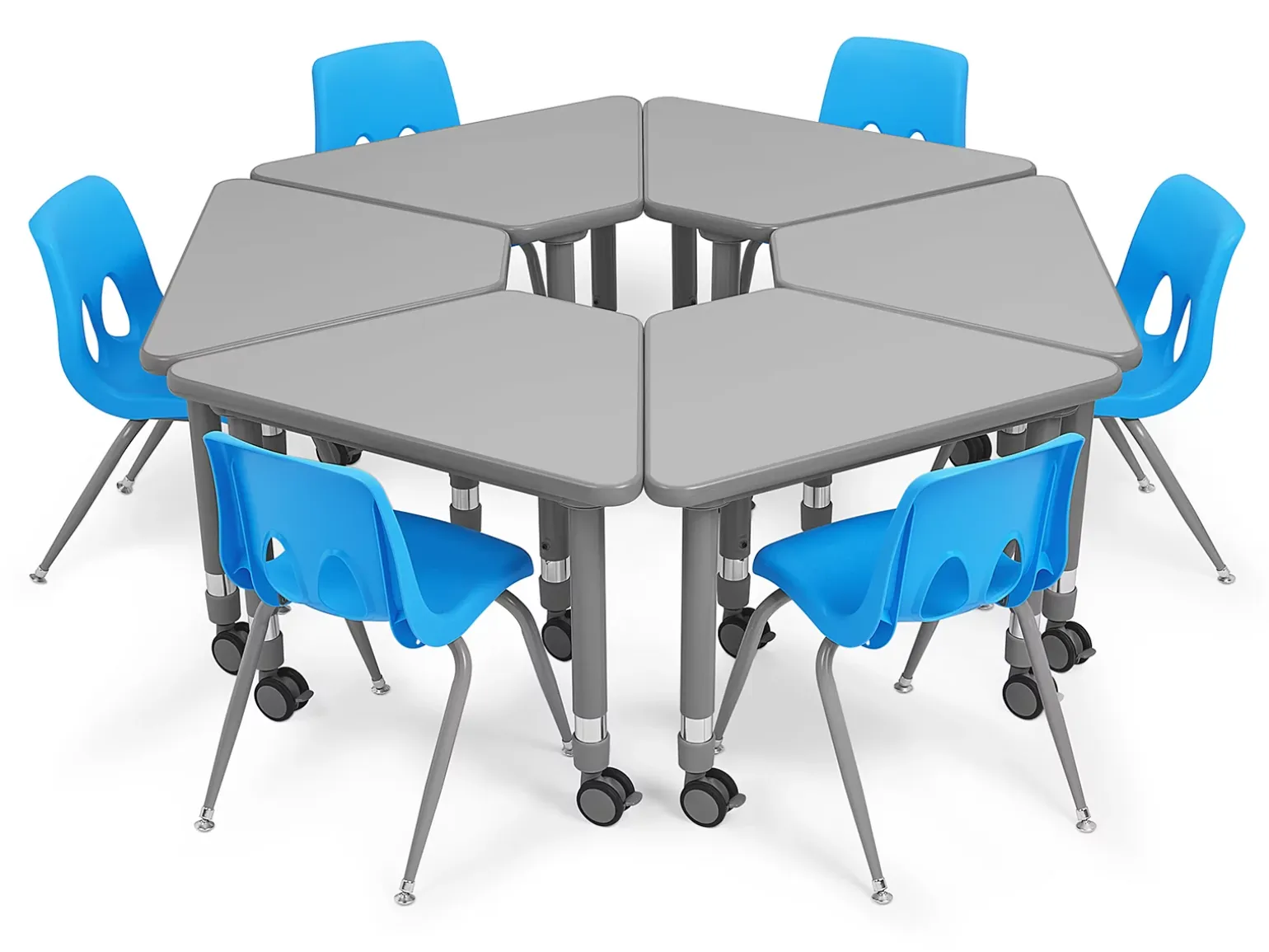 Flex-Space Mobile Wedge Student Desk - Gray