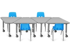 Flex-Space Mobile Wedge Student Desk - Gray