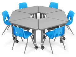 Flex-Space Mobile Wedge Student Desk with Book Box - Gray