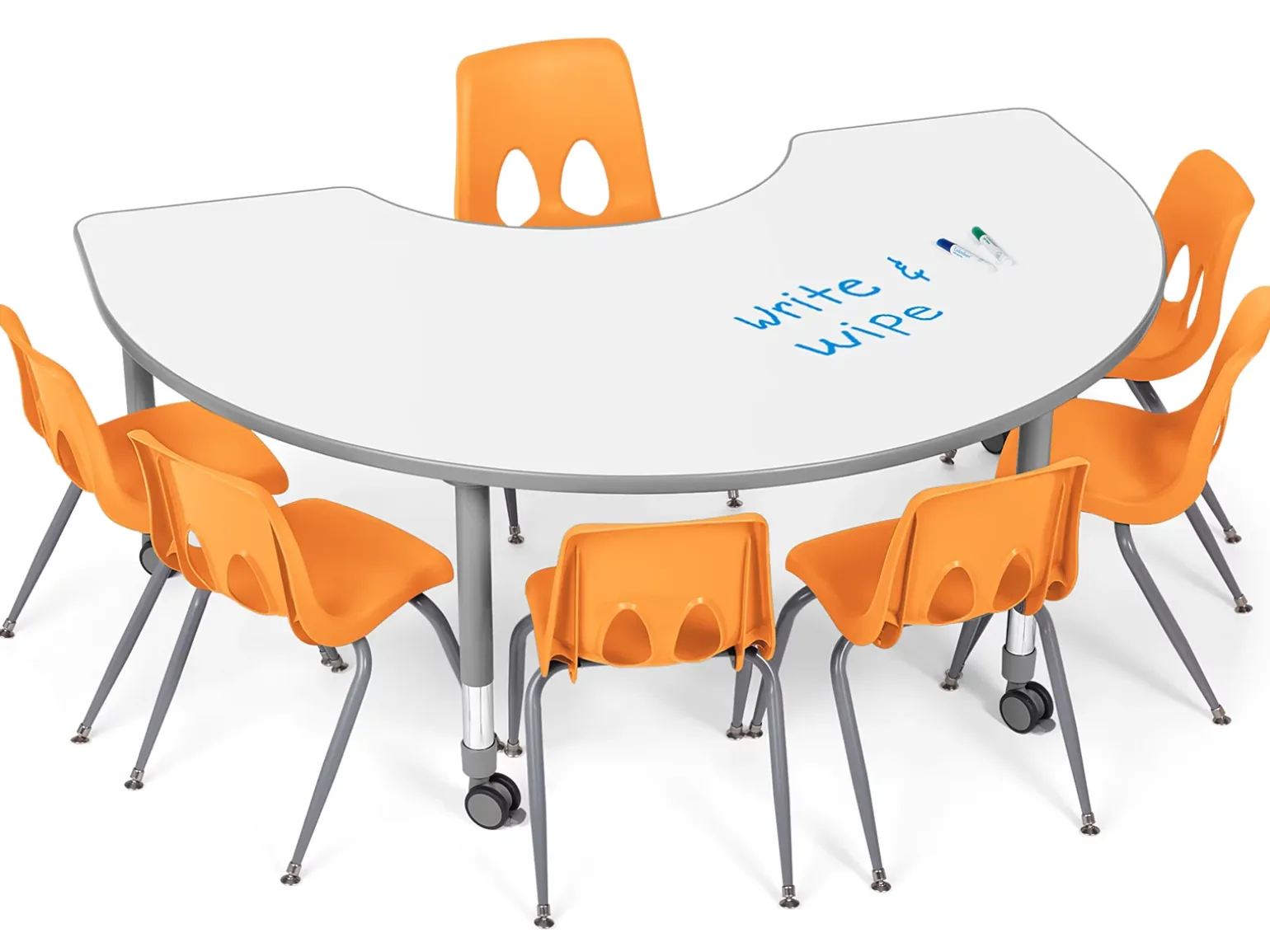 Flex-Space Write & Wipe Group Table Teaching Zone