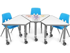 Flex-Space Write & Wipe Mobile Wedge Student Desk