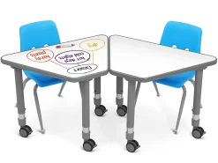 Flex-Space Write & Wipe Mobile Wedge Student Desk