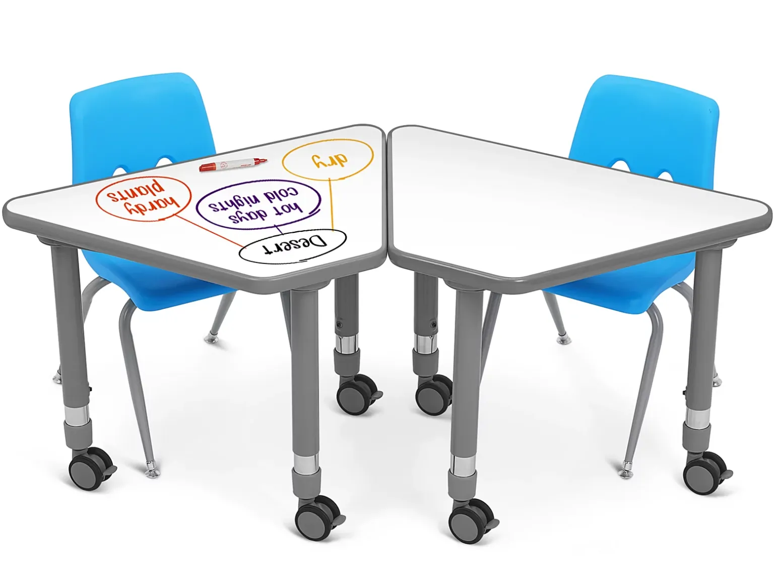 Flex-Space Write & Wipe Mobile Wedge Student Desk