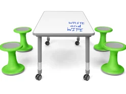 Flex-Space Write & Wipe Table & Wobble Chairs Bundle
