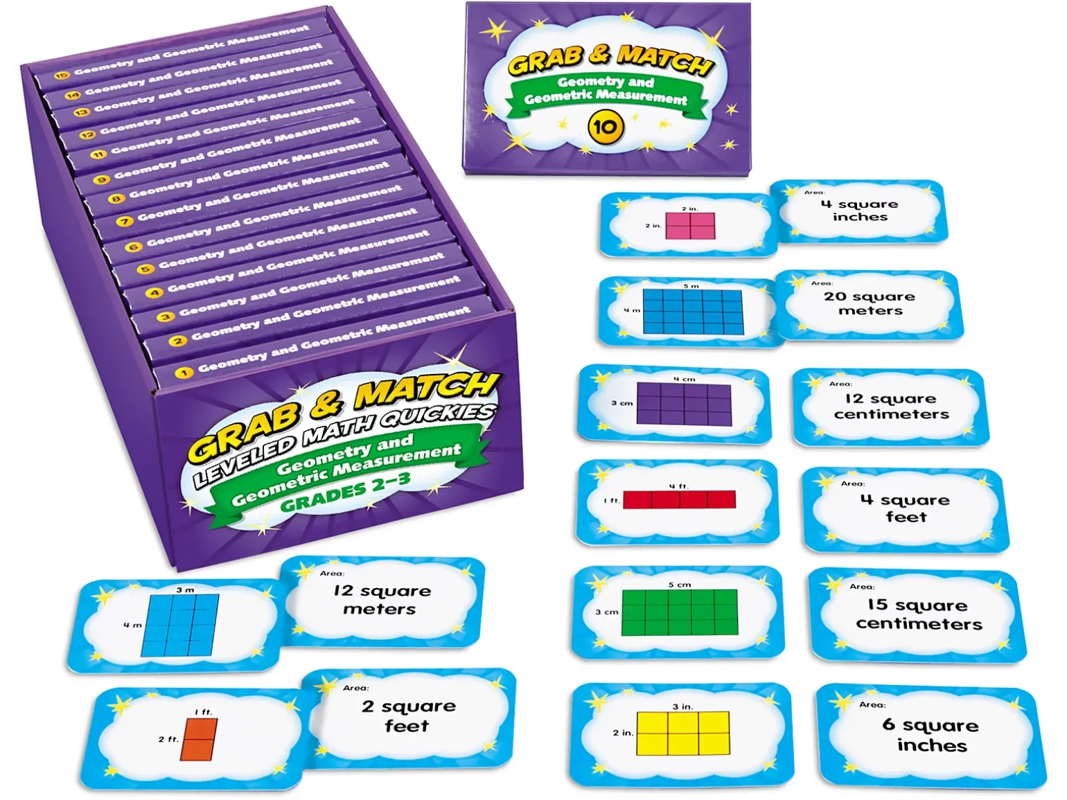Grab & Match Leveled Geometry & Geometric Measurement Quickies - Gr. 2-3