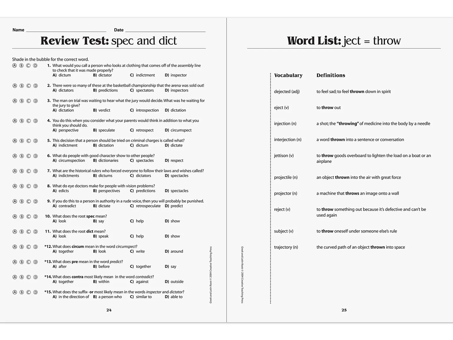 Greek & Latin Roots Workbook
