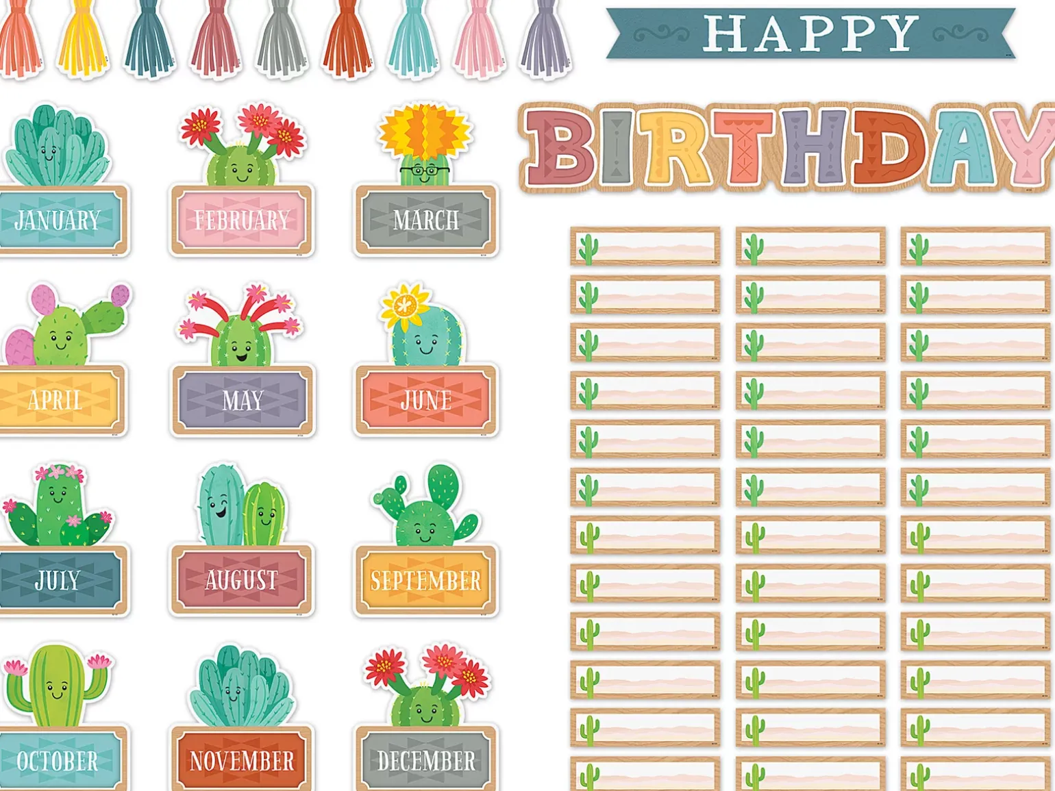 Happy Cactus Crew Birthday Bulletin Board Set