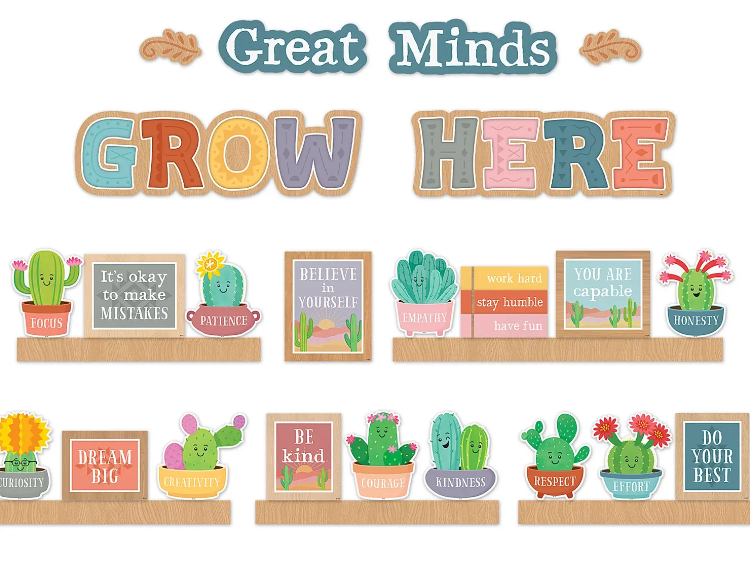 Happy Cactus Crew Growth Mindset Bulletin Board Set