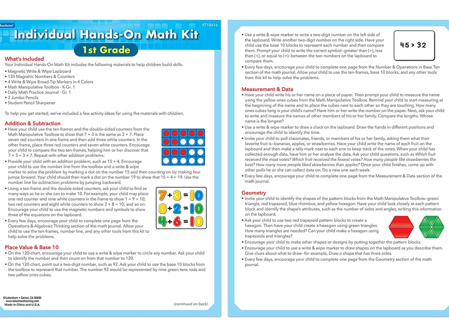 Individual Hands-On Math Kit – Gr. 1