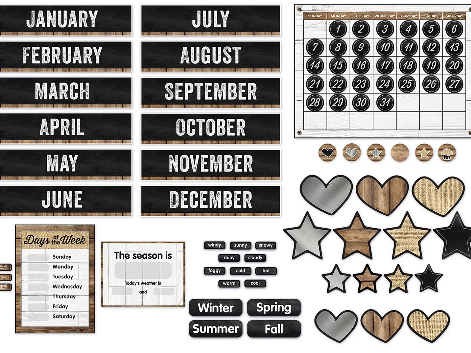 Industrial Chic Calendar Bulletin Board Set