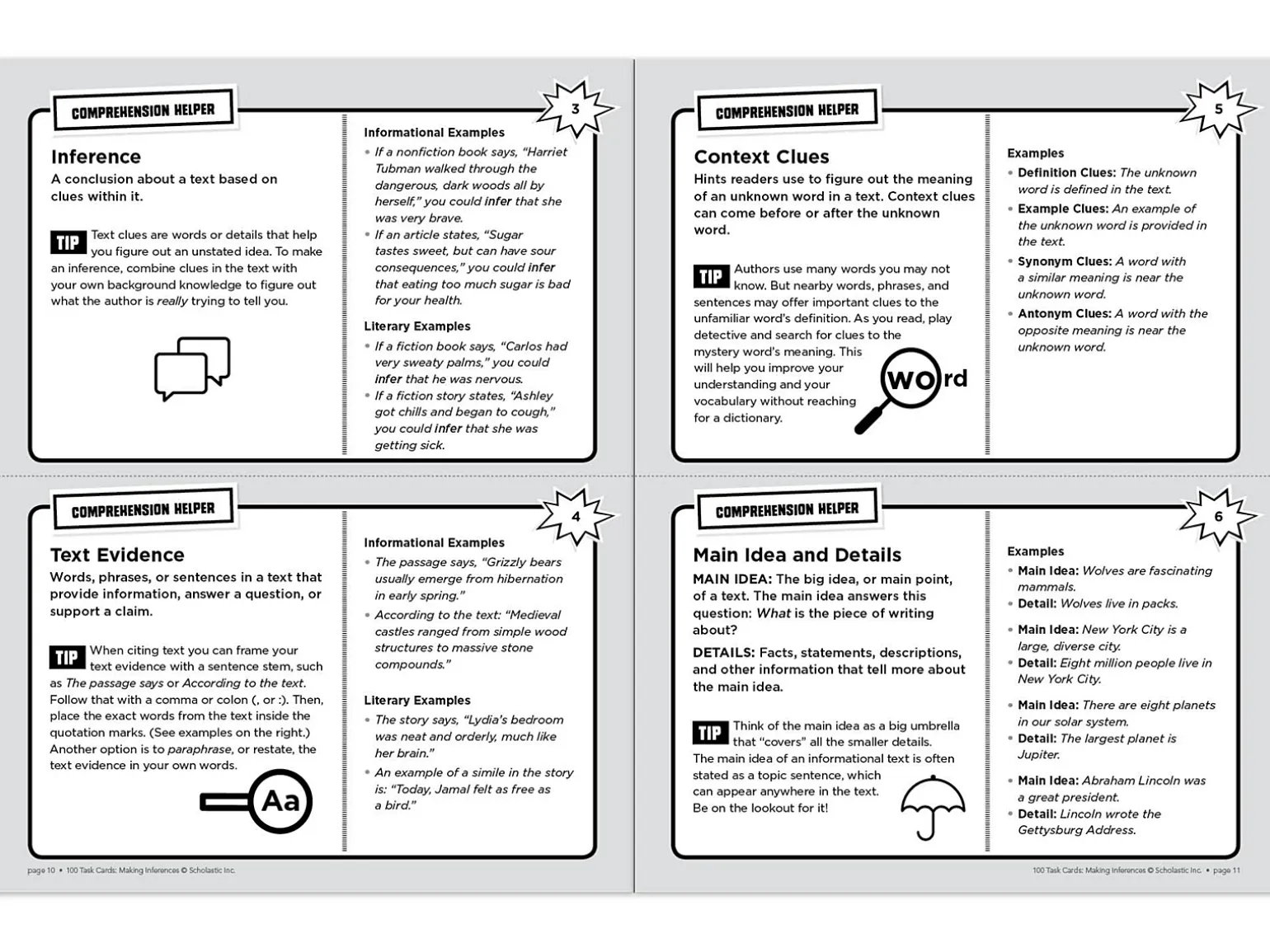 Making Inferences 100 Task Cards Workbook